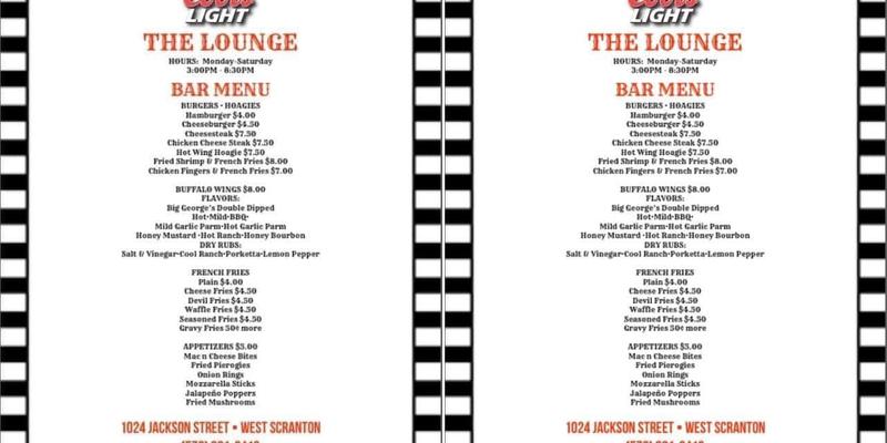 Lounge Menu