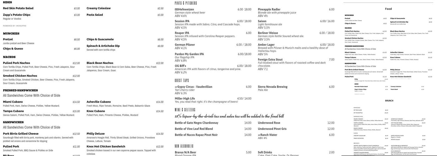 Last Days Of Autumn Brewing Menu
