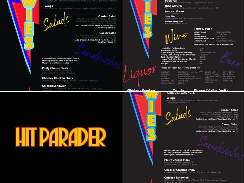 Hit Parader Nashville Menu