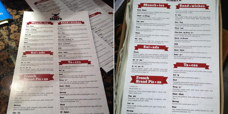 Riverside Pub Menu
