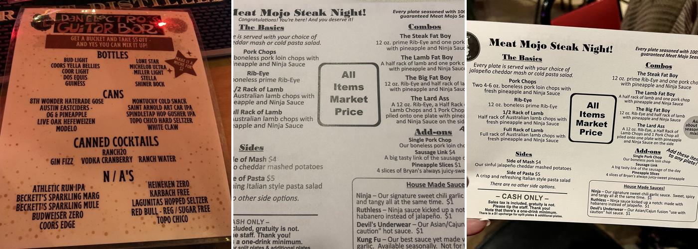 Dan Electro's Menu