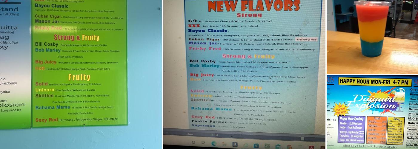 Daiquiri Explosion Menu
