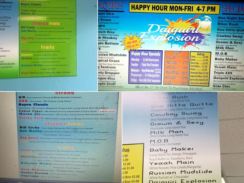 Daiquiri Explosion Menu