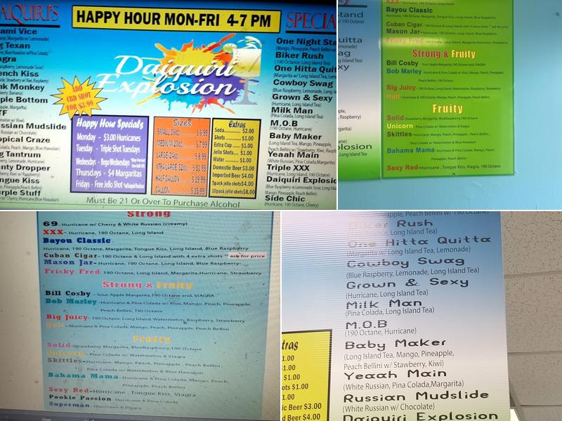 Daiquiri Explosion Menu