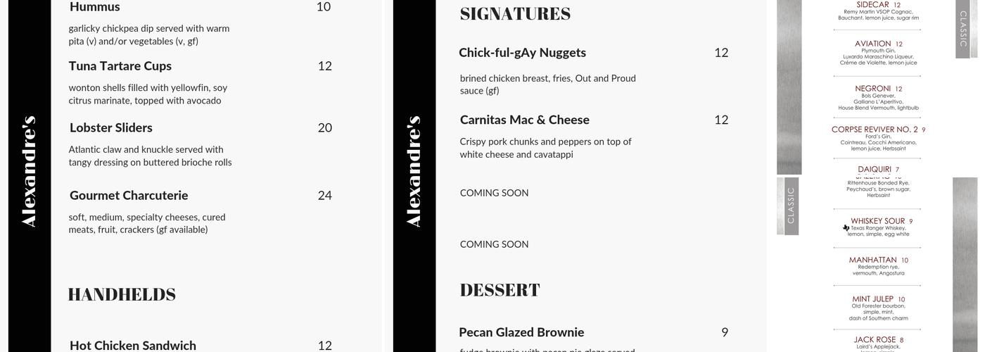 Alexandre's Menu