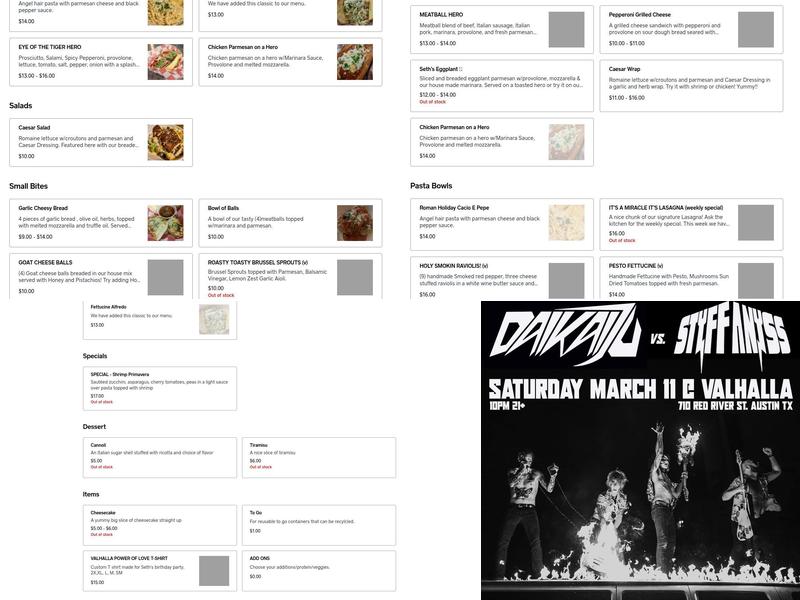 Valhalla Menu