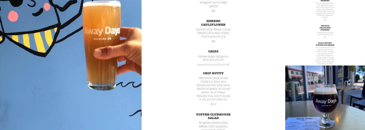 Away Days Brewing Co Menu