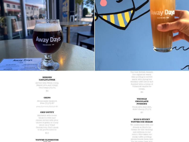 Away Days Brewing Co Menu