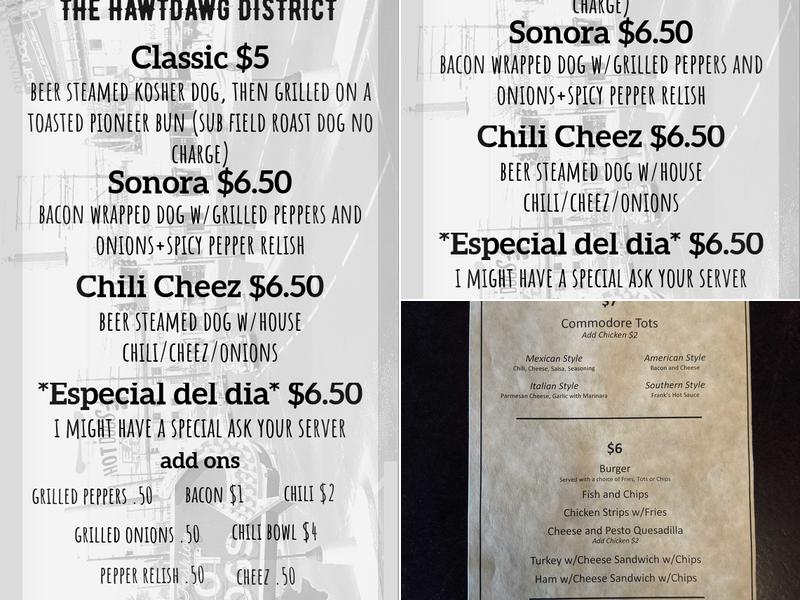 The Commodore Lounge Menu