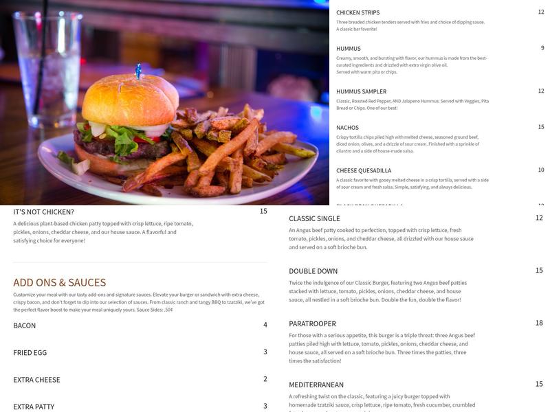 Triple Nickel Pub Menu