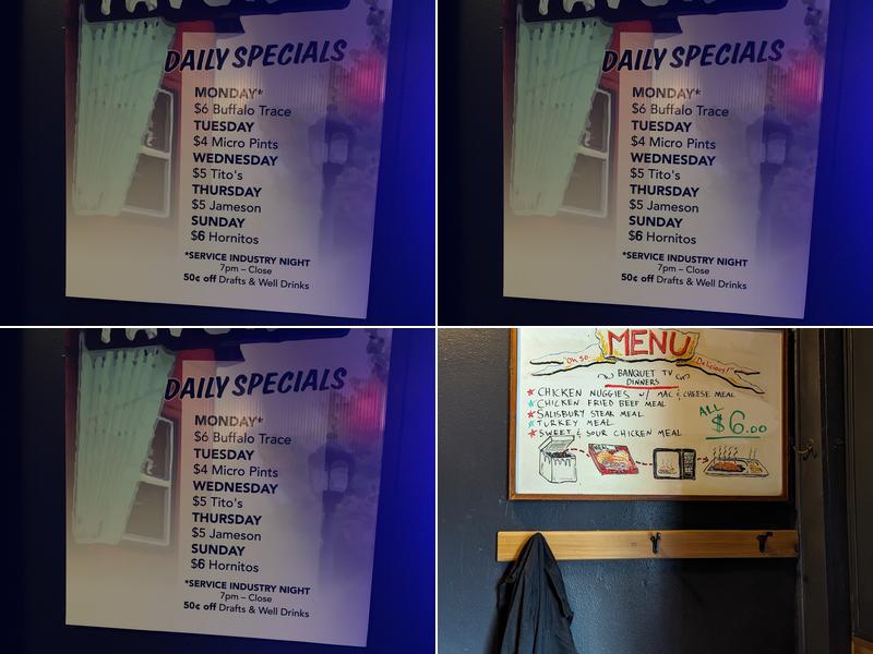Billy Ray’s Dive Menu