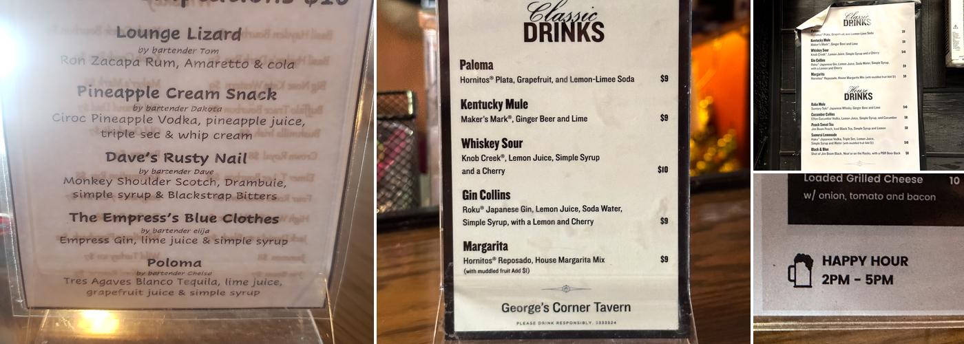 George's Corner Menu