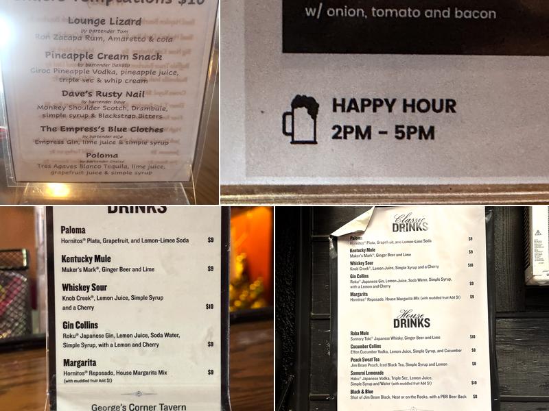 George's Corner Menu