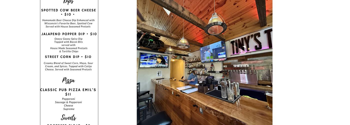Tiny's Tap House Menu
