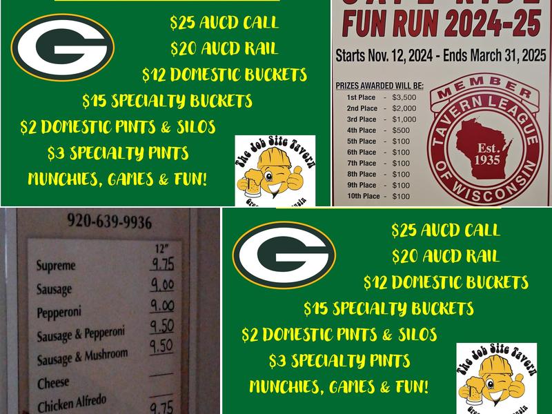 The Job Site Tavern Menu