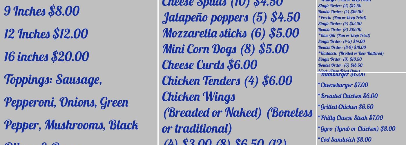 Paula's Pub & Grill Menu