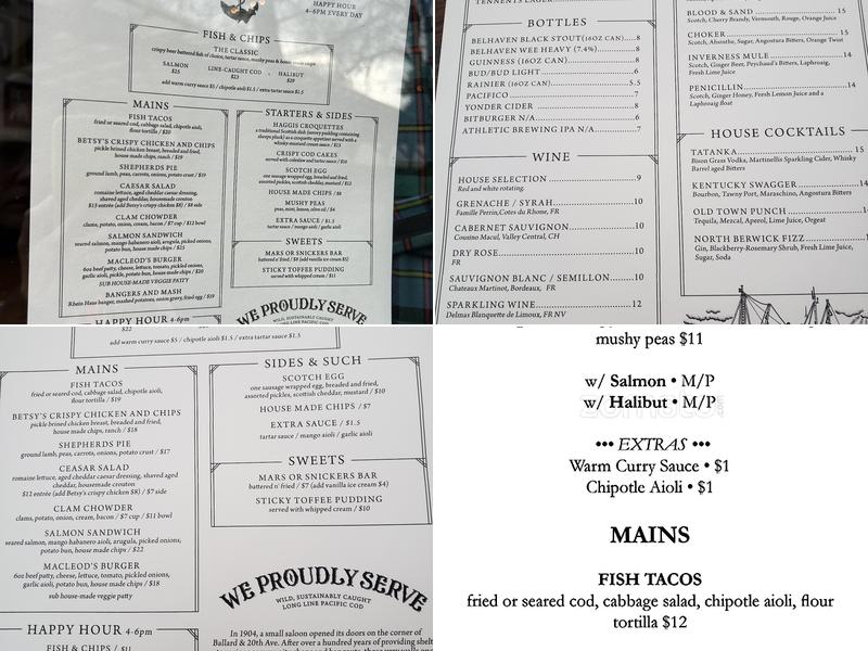 Macleod’s Scottish Pub Menu