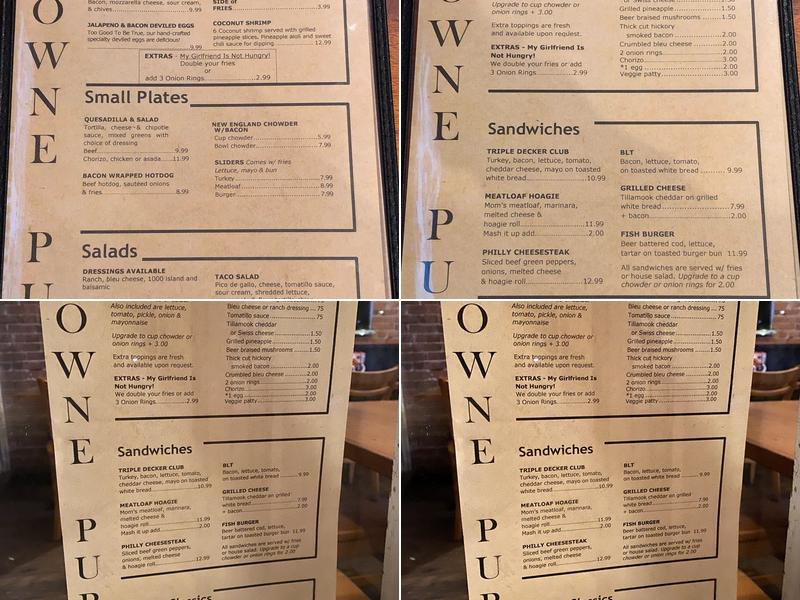 Towne Pub Menu