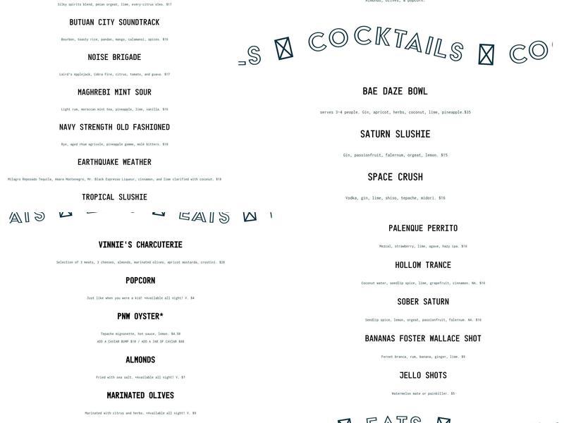 Navy Strength Menu