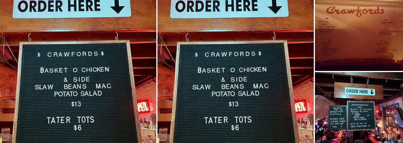 Crawfords Menu