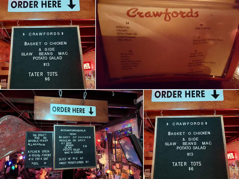 Crawfords Menu