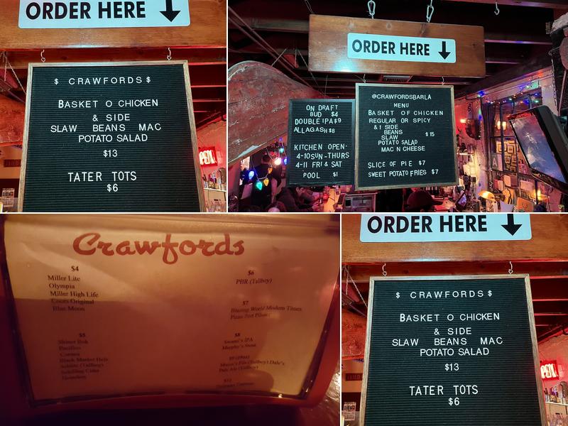 Crawfords Menu