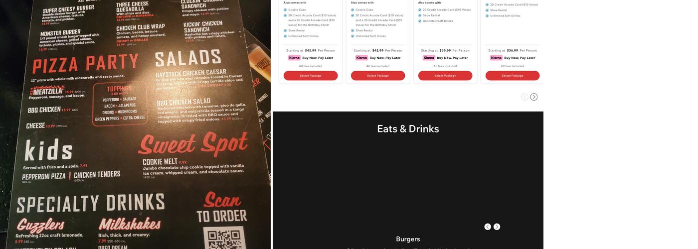 Lucky Strike L.A. Live Menu