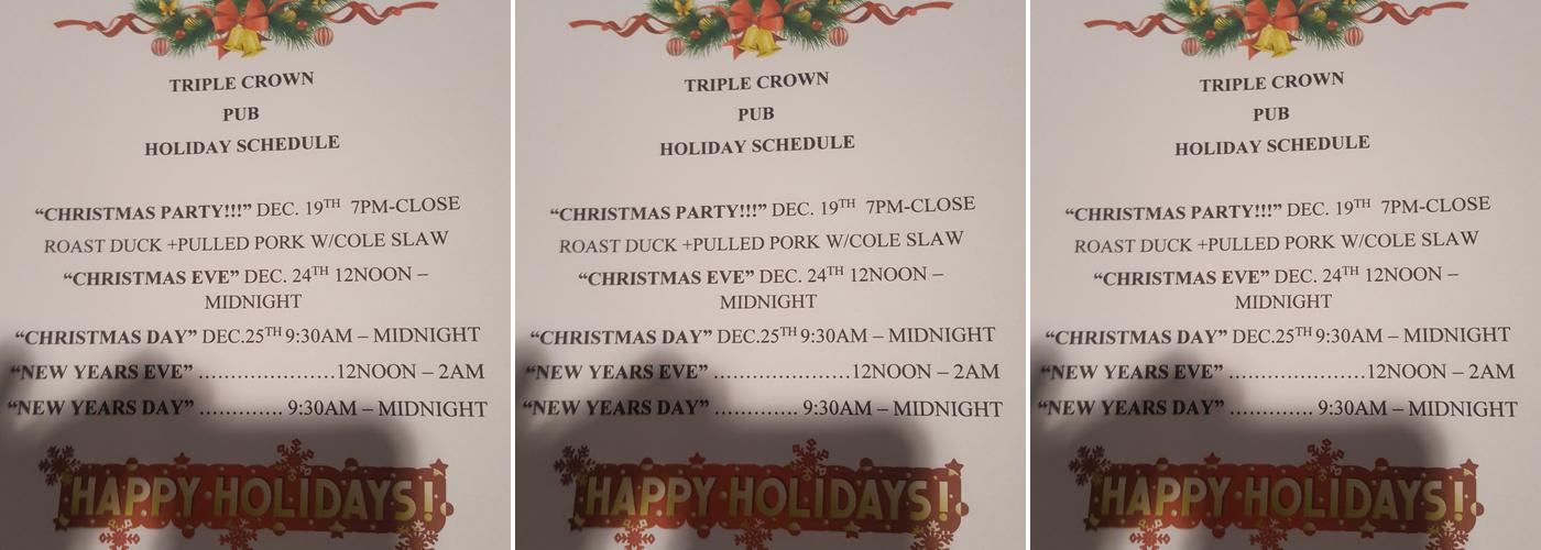 Triple Crown Pub Menu