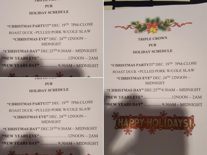 Triple Crown Pub Menu