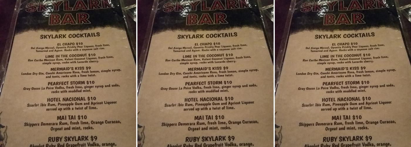 Skylark Menu