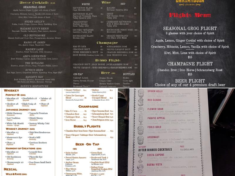 Barbarossa Lounge Menu