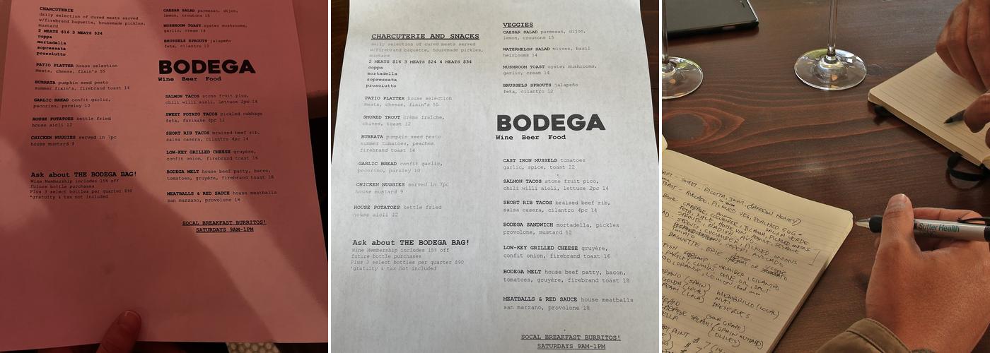 Bodega North Beach Menu