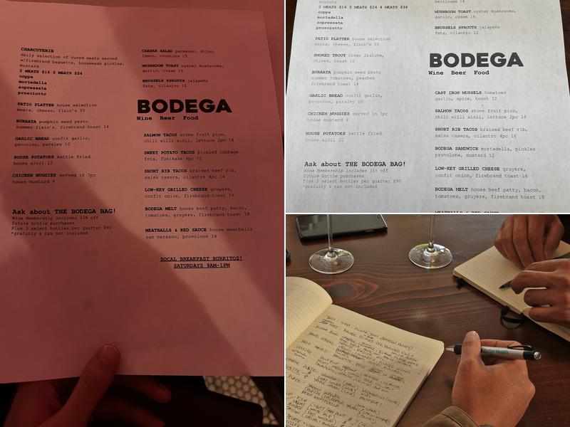 Bodega North Beach Menu