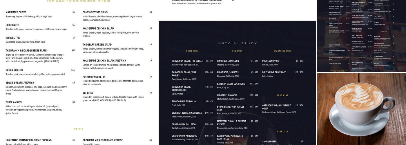 The Social Study Menu