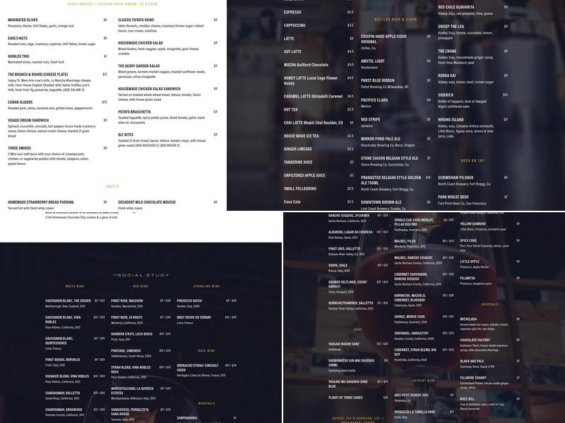 The Social Study Menu