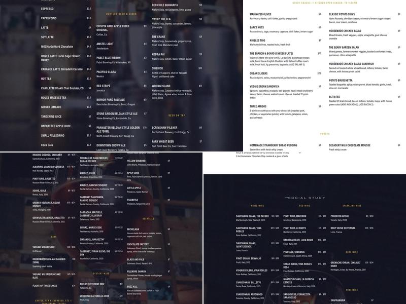 The Social Study Menu