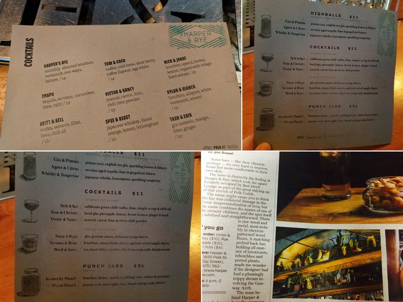 Harper & Rye Menu