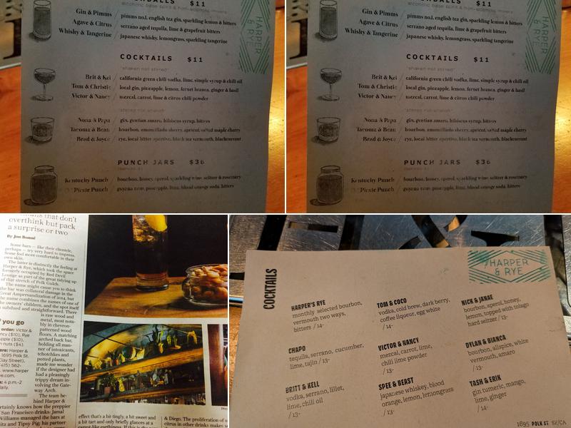 Harper & Rye Menu