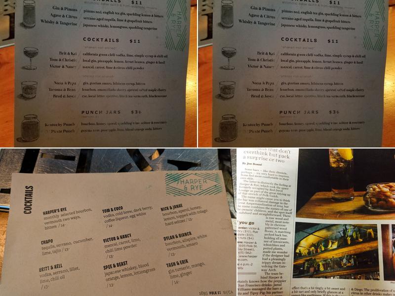Harper & Rye Menu