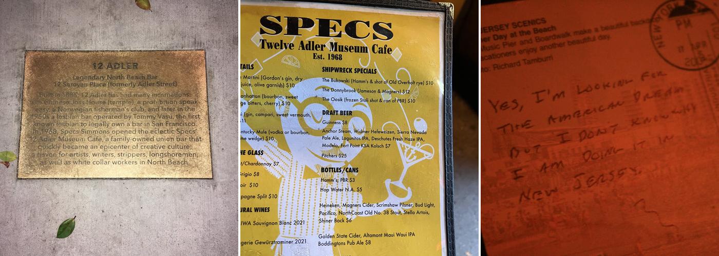 Specs' Twelve Adler Museum Cafe Menu