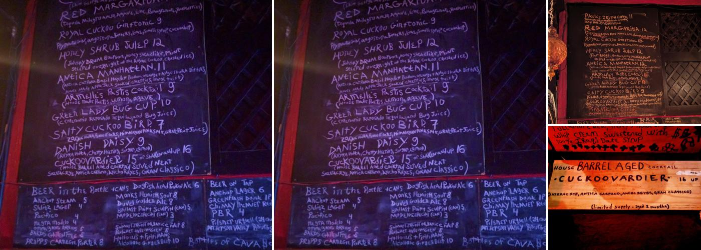 The Royal Cuckoo Menu