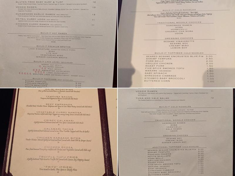 Lava Restaurant & Lounge Menu