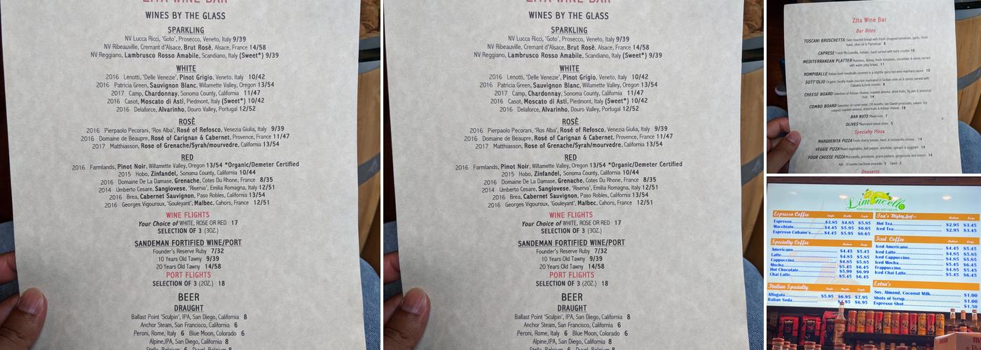 Limoncello Menu