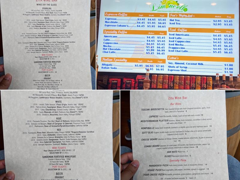 Limoncello Menu