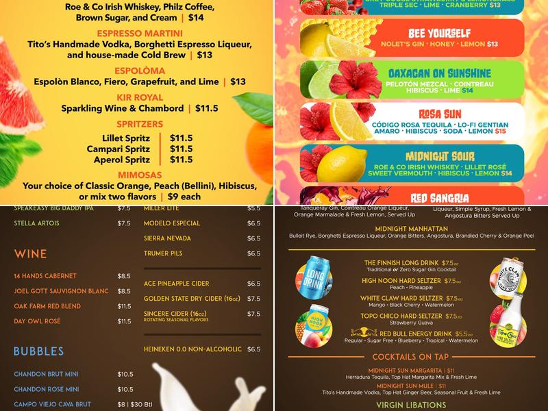 Midnight Sun Menu