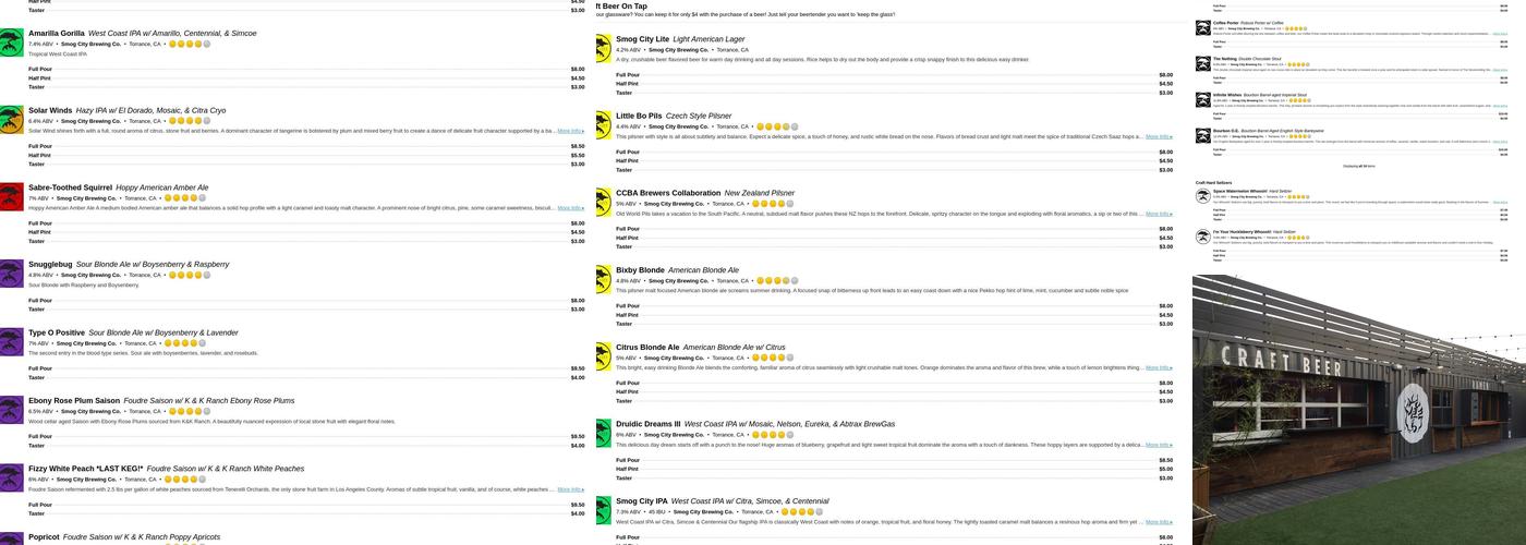 Smog City Brewing Co. @ SteelCraft Menu