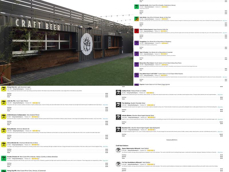 Smog City Brewing Co. @ SteelCraft Menu