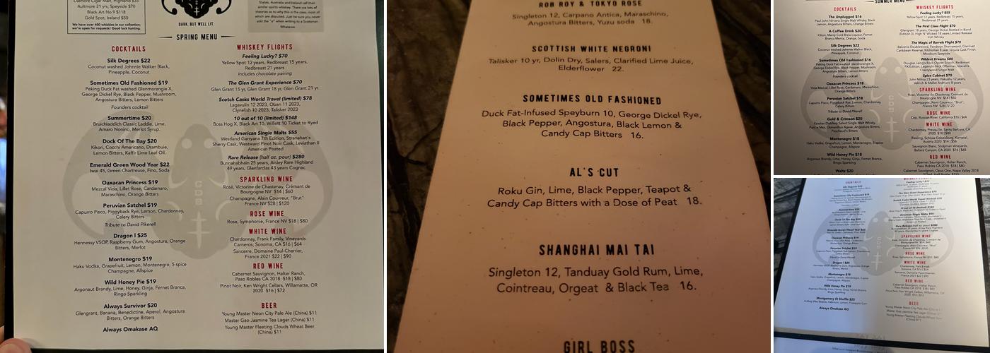 Cold Drinks Bar Menu