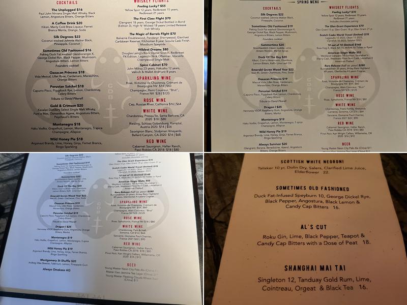 Cold Drinks Bar Menu
