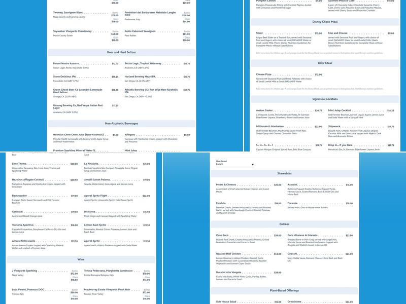 Alfresco Tasting Terrace Menu